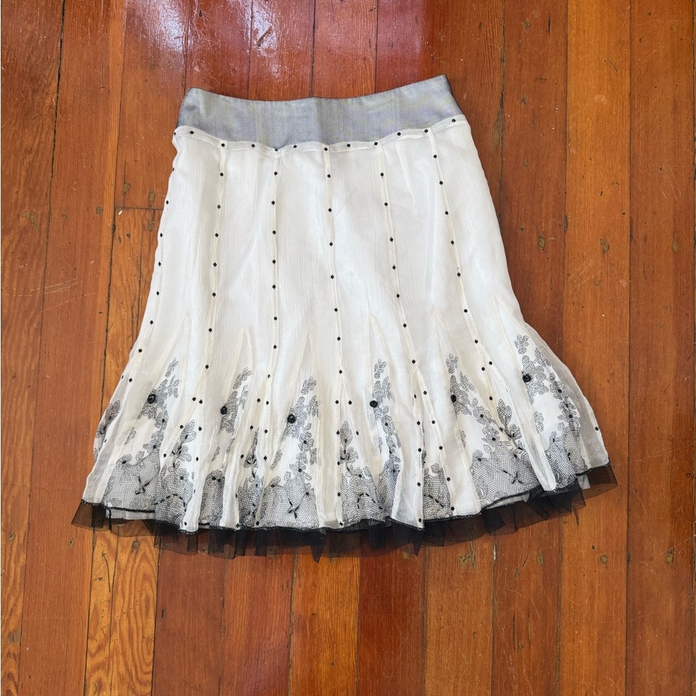 Forever 21 Black and White Embellished Midi Skirt